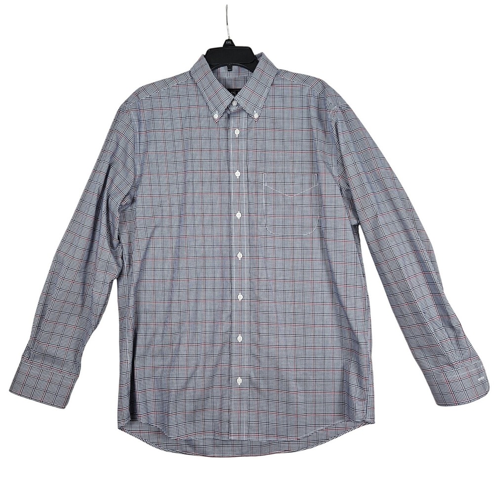 Jos A Bank Traveler Shirt Tailored Fit Cotton Tattersall Large Business, Office